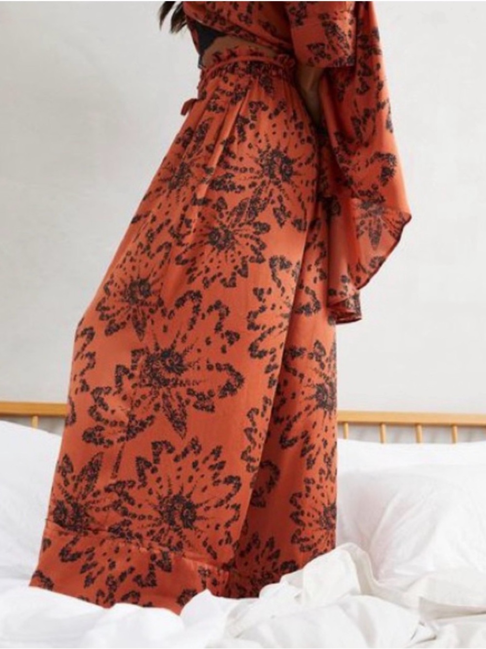 NWT Free People Intimately Goddess Wide Leg Lounge Pants in Tobacco